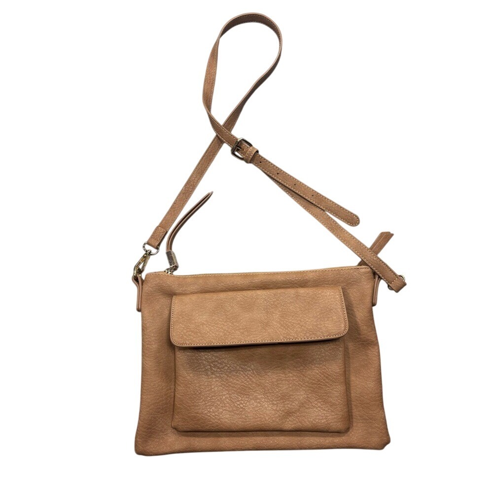 Shirahleah Chicago Crossbody Shoulder Vegan Leather Purse Adjustable‎ Straps Tan